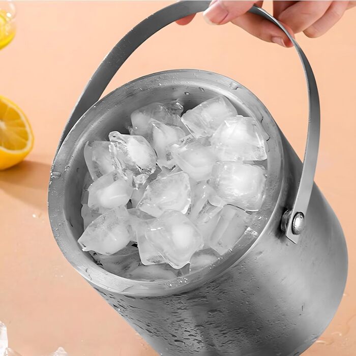 Ейскюбель з кришкою та лопаткою з нержавіючої сталі: ізольований ейскюбель для льоду, пива, секту, вино, напої, фрукти (2,2л)