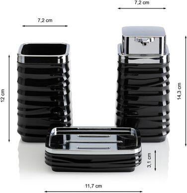 Набір для ванної кімнати HowHomely: щітка для унітазу, сміттєвий бак, дозатор мила, мильниця, чорний/сріблястий