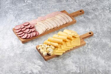 Edelding Cutting and Serving Board made of high-quality oak, 43 x 15 cm in size with a practical 12 cm handle | Antibacterial kitchen board | Serving board, breakfast board, solid wood board