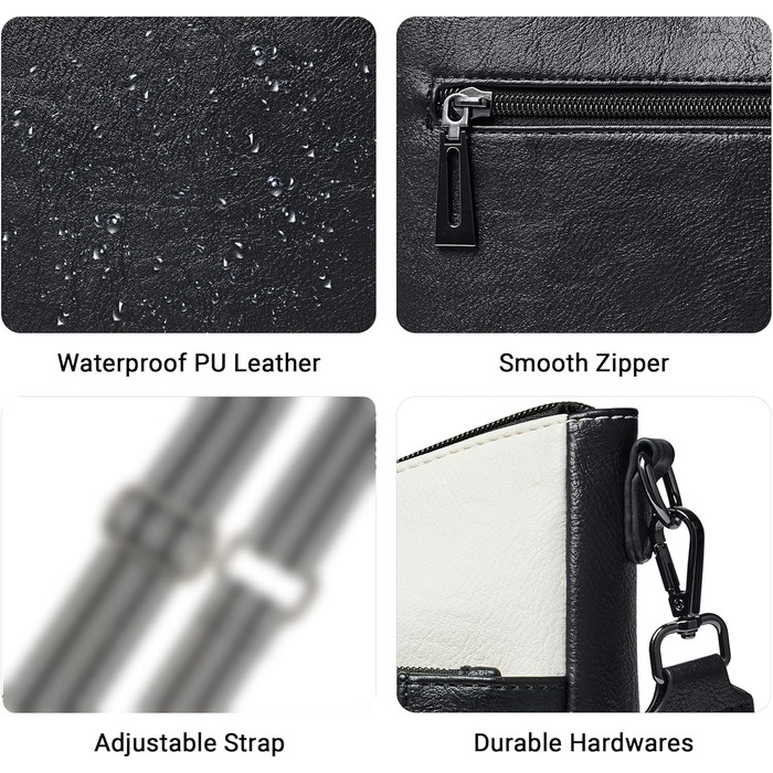 Сумка жіноча крос-боді Shrrie з екошкіри, чорно-коричнево-біла, з ременем для подорожей