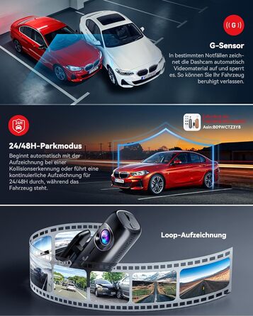 Автомобільний відеореєстратор REDTIGER 4K Ultra HD (передній та задній), GPS, 5.8GHz WiFi, нічний режим, режим паркування, підтримка карт пам'яті до 256ГБ, модель F9