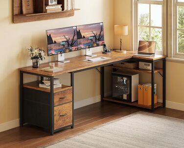 Ігровий кутовий стіл Coleshome з 2 шухлядами, 160x80 см, коричневий