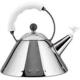 Alessi 9093 W Water Kettle, Stainless Steel, White, 4 x 25 x 4.5 cm, Units, 1.0 White Stainless Steel