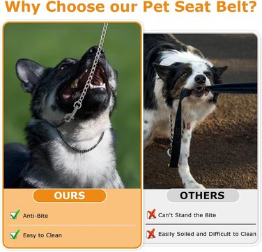 Нашийник для собак з кріпленням до авто, безпечний поводок-ремень, нержавіюча сталь 304, 105 см