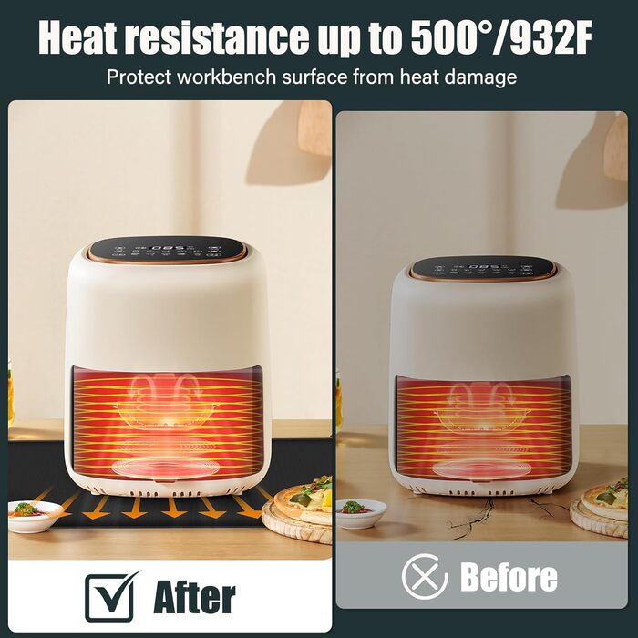 Термостійкий килимок для фритюрниці, захист робочої поверхні, силіконовий, чорний, 60*40 см (2 шт.)