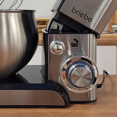 Професійна кухонна машина/міксер Briebe 1800W з орбітальною дією, 6 швидкостей + імпульс, нержавіюча сталь KM1114