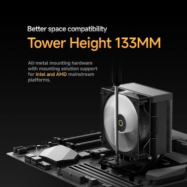 Кулер для CPU Gamma A40 BK - компактний, 100мм PWM вентилятор, 4 теплові трубки, сумісний з Intel LGA 115X/1200/1700/1851 & AMD AM4/AM5