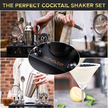 Професійний набір бармена Mixology для коктейлів, 31 предмет, аксесуари для бару та коктейль-шейкер, чорний