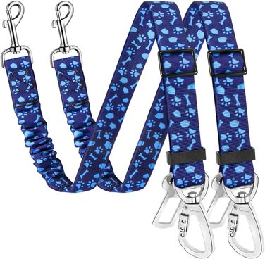 Автогурт для собак у машину, 2 шт. Безпечний ремінь для собак з амортизацією, універсальний кріплення для подорожей, блакитний