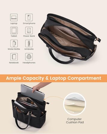 Сумка для ноутбука LOVEVOOK, велика шопер-тоут для жінок, бежево-зелена (15.6 дюймів) - для роботи, університету, офісу