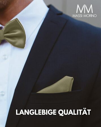 Массі Моріно: Комплект краватка-метелик та нагрудна хустинка для чоловіків - краватка-метелик на весілля, регульована (Salbei)