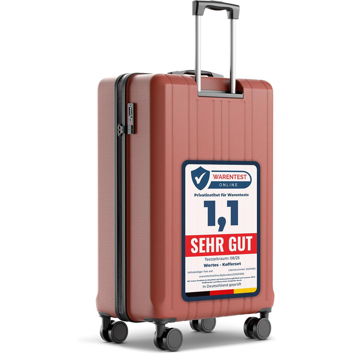 Чемодан великий 100L з TSA замком, жорсткий корпус, подвійні колеса, валіза на колесах (77см, теракотовий)