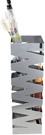 Metal Silver Umbrella Stand - Square Design, 15.5x15.5x49 cm