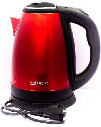 Електричний бездротовий чайник Hagen HA5525-RED червоного кольору, 1.8L з нержавіючої сталі