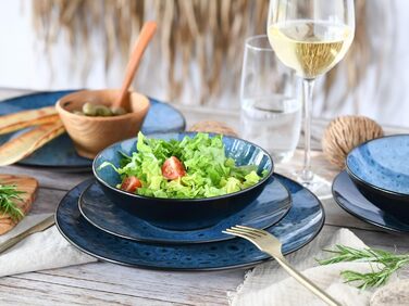 CreaTable Geschirrset Jawa: 18-Piece Set для 6 осіб, з кераміки, для посудомийної машини та мікрохвильової печі, зелений колір (блакитний, 12 шт.)