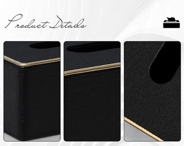 Скляна коробка для серветок квадратна, шкіряна, чорна перламутр - органайзер для ванної, спальні, кухні, офісу