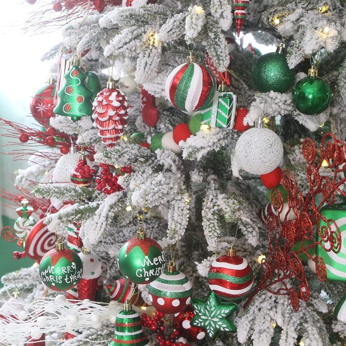 Набір ялинкових кулі Sea Team 77 шт., міцні, прикраси на ялинку, кулі-підвіски, з подарунковою упаковкою