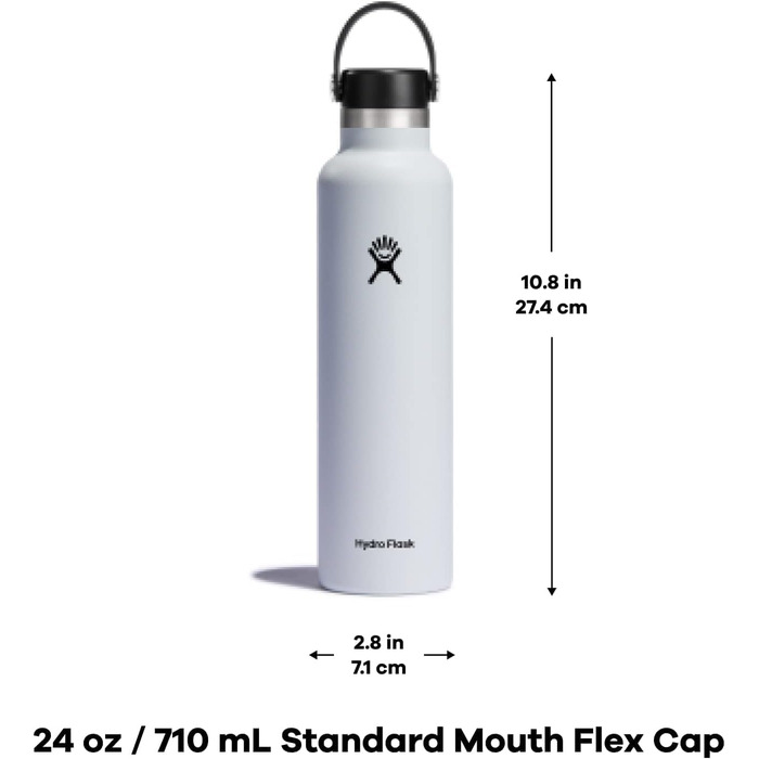 HYDRO FLASK - 621ml (21oz) Water Bottle with Lid - Vacuum Insulated, Reusable Stainless Steel Bottle - Leak-Proof Lid - Hot & Cold - Small Opening - (680 g, Moonshadow Purple, 710 ml)