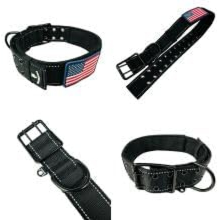 Нашийник для собак K9, тактичний, військового стилю, 5.1 см, міцний нейлон, для великих собак, прапор США (50.8 - 71.1 см, чорний)