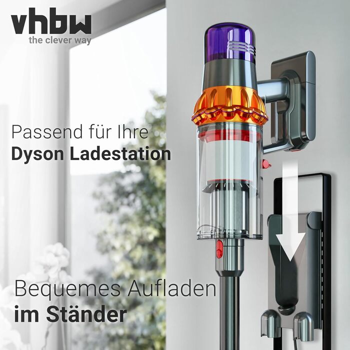 vhbw Dyson Vacuum Stand Holder - Compatible with V15, V12, V11, V10, V8, V7, V6 Cordless Vacuum Cleaners with Mop Attachment - Stable Accessory