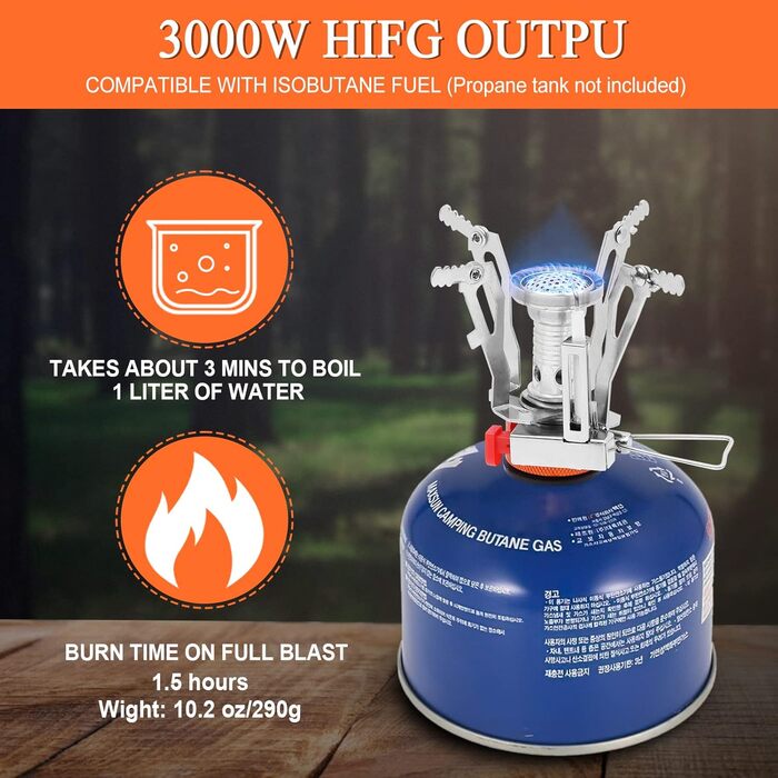 Набір посуду для кемпінгу Biliple 8-piece: каструля, сковорідка, газовa плитка, столові прибори для 1-2 осіб. Ідеально для пікніків, походів та кемпінгу.