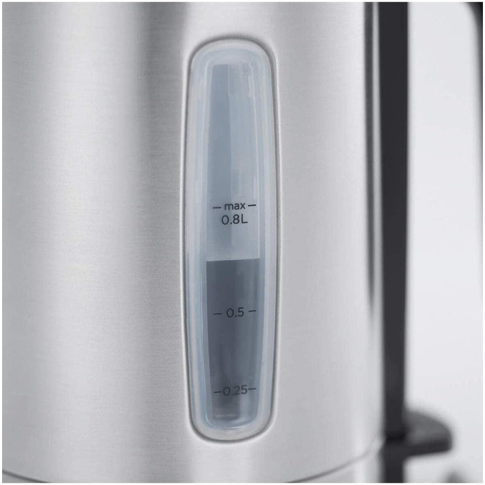 Електричний чайник Russell Hobbs 0.8л Compact з нержавіючої сталі (2200W, LED, фільтр від накипу, індикатор рівня води) для дому та подорожей