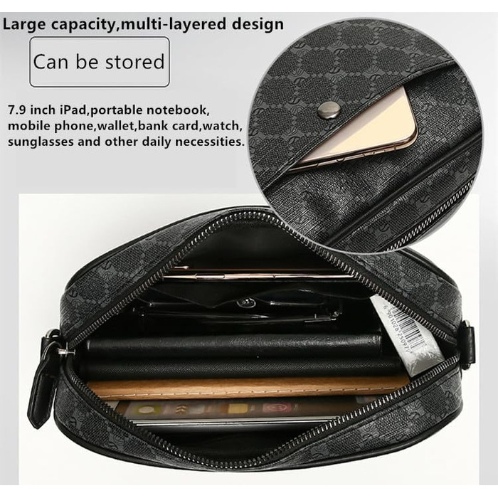 Чоловіча сумка-месенджер через плече Klein: водонепроникна сумка CrossBody з багатофункціональними кишенями для роботи та подорожей, чорна