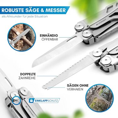 Multitool [16 in 1] Stainless Steel Pocket Knife with 16 practical tools | Outdoor Knife Multifunction Tool Foldable with Pliers, Scissors, Knife, and Saw for Outdoor and Camping