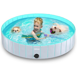 Dog Pool for Large Dogs, Foldable Swimming Pool Splash Pool Dog, Portable PVC Dog Pool Bathtub Dog Swimming Pool for Large Small Dogs, (Light Green, XL (160 x 30 cm))