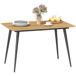 HOMCOM Extendable Dining Table - Seats 6-8, Kitchen Table with Sturdy Steel Legs