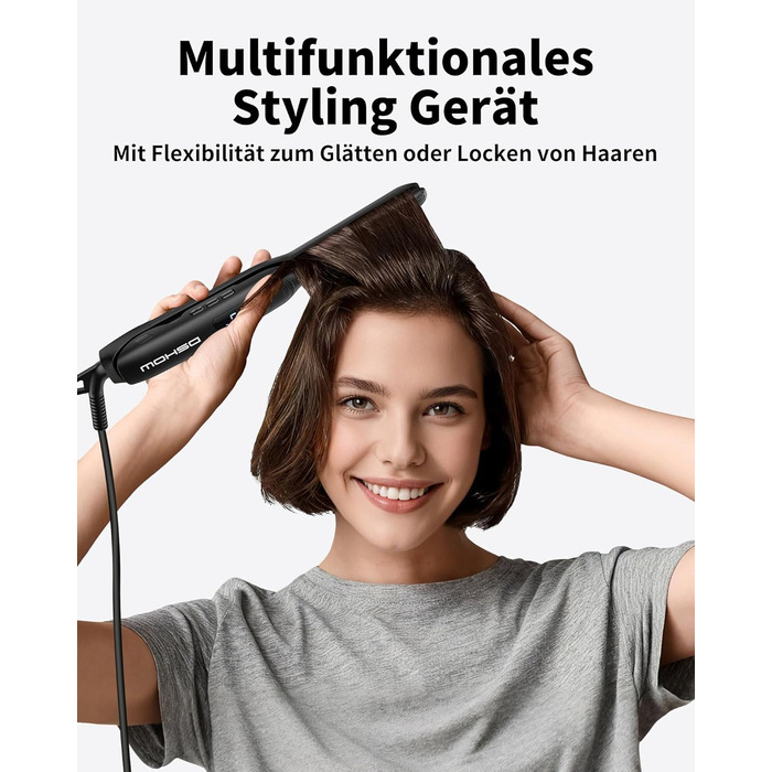 Випрямляч для волосся DSHOW для короткого волосся, 9 мм, 2-в-1 для бороди та чубчика, всі типи волосся (Чорний)