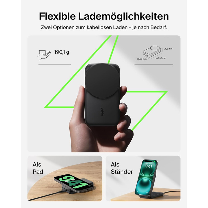 Зарядний станція Belkin UltraCharge 3 в 1 з Qi2.2, 25W, сумісна з MagSafe, для iPhone, AirPods, Apple Watch, Pixel, з адаптером 45W - Чорний