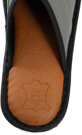 Чоловічі домашні тапочки з натуральної шкіри – зручні та теплі, ручної роботи, з антиковзною підошвою, розміри 41–47 (42 EU, сірі)