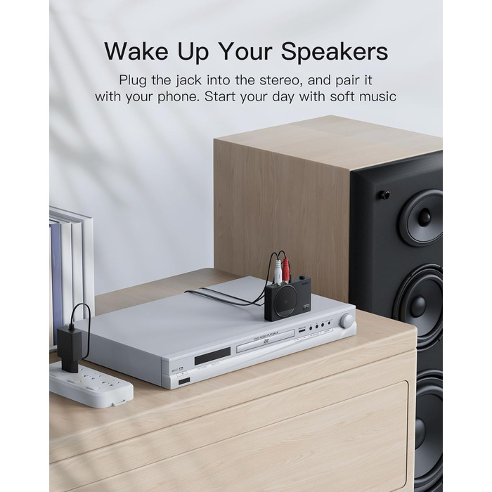 Inateck Bluetooth 5.1 Аудіо Адаптер-Приймач з RCA/3.5mm Кабелем, для Підключення до Аудіосистеми, Лаватера або Навушників, BR2001 (Тільки Приймач)