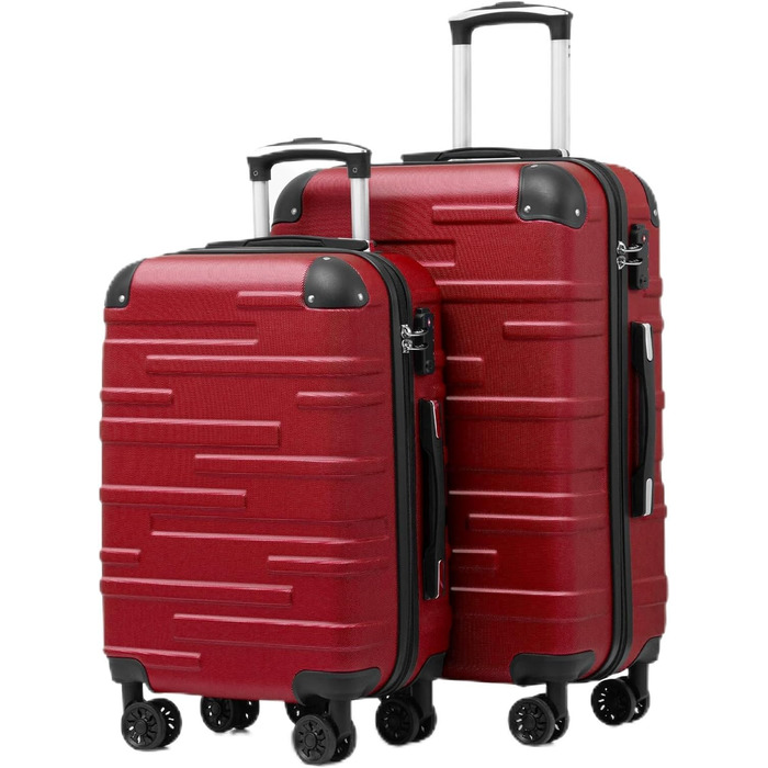 Валіза COOLIFE з жорстким корпусом, розширювана, з TSA-замком та 4 колесами, матеріал ABS, блакитно-зелений колір, набір 2 шт (S + M)