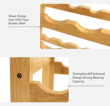 Dripex Wine Rack Bamboo Wine Bottle Rack 7 Tier Bottle Rack for Cellar Kitchen 27 Bottles 0.75 and 1 Liter 47 x 29 x 102CM