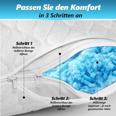 Подушка з піни Memory Foam для сну, охолоджуюча, ортопедична для сну на боці, біла, 40x80 см