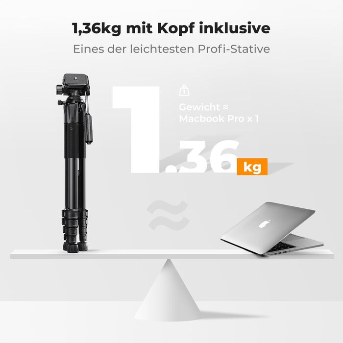 Штатив K&F Concept S255A3+BV01: Легкий штатив 190 см з сумкою та підставкою для смартфона/камери