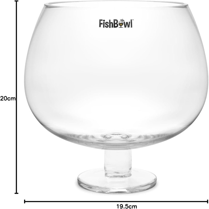 Fishbowl Extra Large Cocktail Glass, Jumbo, made of glass, extra large, 20 cm, individually (3 Liters)