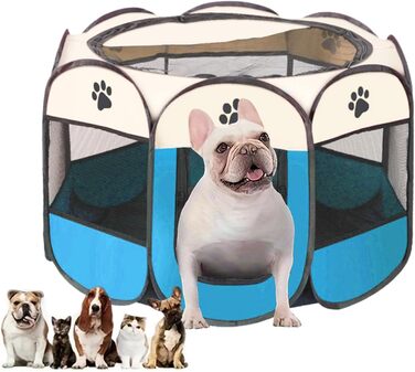 Змінний вольєр для цуценят, портативний огородження для собак, кроликів та котів (синьо-білий)