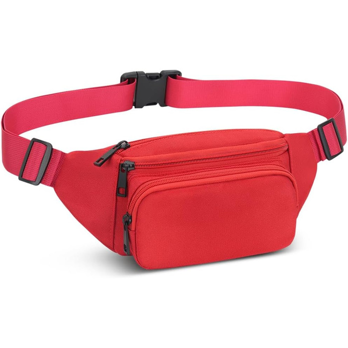 Сумка на пояс для чоловіків та жінок, спортивна, на стегно, бананка для подорожей, прогулянок з собакою та активного відпочинку (червона)