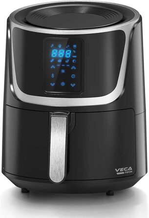 Фритюрниця VECATECH Heißluft XXL 5.5л з цифровим сенсорним екраном, 8 програмами та 1800W - безмасляна фритюрниця для здорового харчування