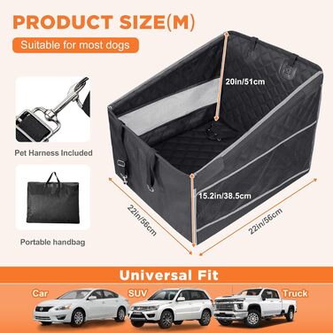 Крісло для собак у машину Gimars, посилена стабільність, великі та середні породи, водонепроникне, з ременями безпеки