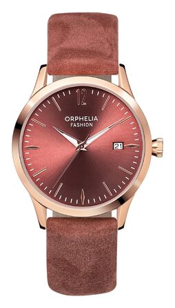 Жіночий аналоговий кварцовий годинник Orphelia Fashion Suede зі шкіряним ремінцем, колір: стародавня роза