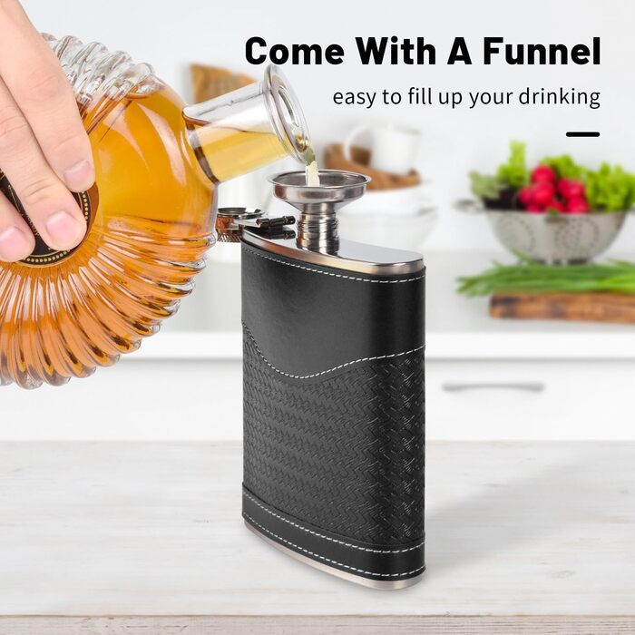 Фляга для чоловіків LH HOME 237 мл з нержавіючої сталі, подарунковий набір, фляга-термос, стаканчики, чорна