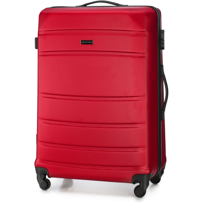 ЧемоданWITTCHEN Globe Line: ручна поклажа, трівалi, ABS, 4 колеса, кодовий замок, телескопічна ручка, червоний, розмір S | Підходить для Lufthansa, Eurowings, Ryanair, Condor, Discover Airlines