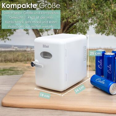 Zilan 2в1 Міні-холодильник: охолодження та підігрів, 4 літри, з підсвіткою. Косметичний холодильник для макіяжу та догляду. Компактний кухонний холодильник