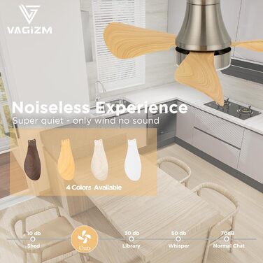 Стеляний вентилятор з підсвіткою для спальні: 76 см, тихий вентилятор з пультом дистанційного керування для вітальні - DC мотор, крила з імітацією натурального дерева, таймер, VV (під деревом, 3)