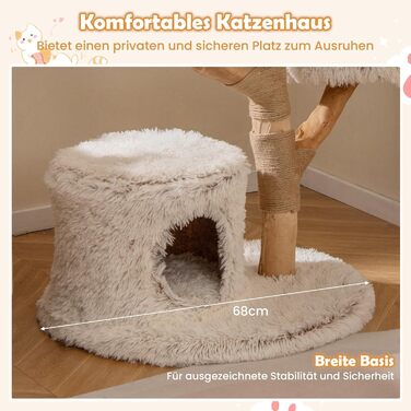 Дерев'яний кігтетопор для котів Costway 87 см з гамаком, мотузкою з сизалю та плюшевими сидіннями. Двохстовпчастий кігтетопор-вежа з джутовими стовпчиками, масивне дерево, білий колір.