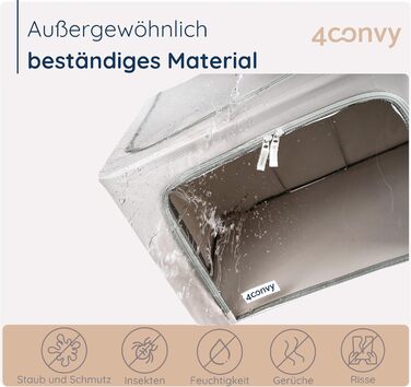 Folding Storage Box with Zipper, Metal Frame - [2024 IMPROVED MATERIAL] Duvet Storage Bag - Sturdy Clothing Storage Box (Gray, 3x100L)